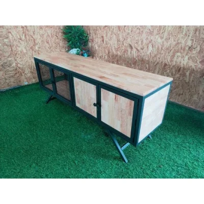 ชั้นวาง TV  มีบานพับ คุณภาพดีทำจากเหล็กกันสนิมท็อปไม้แท้