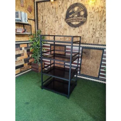 ชั้นวางของ 4 ชั้น มีกันตก พื้นไม้