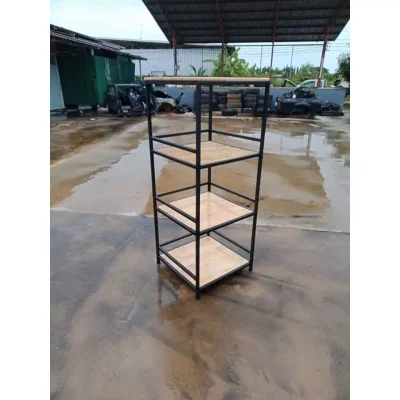 ชั้นวางต้นไม้ 4 ชั้น กันตก พื้นไม้