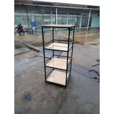 ชั้นวางต้นไม้ 4 ชั้น กันตก พื้นไม้