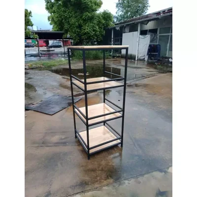 ชั้นวางต้นไม้ 4 ชั้น กันตก พื้นไม้