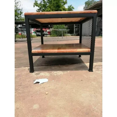 ชั้นวางของ 2 ชั้น พื้นไม้ เฟอร์นิเจอร์ โครงเหล็กกันสนิม