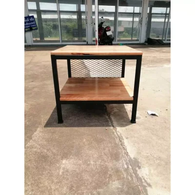 ชั้นวางของ 2 ชั้น พื้นไม้ เฟอร์นิเจอร์ โครงเหล็กกันสนิม