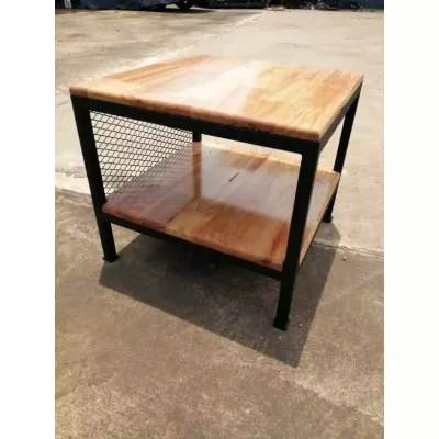 ชั้นวางของ 2 ชั้น พื้นไม้ เฟอร์นิเจอร์ โครงเหล็กกันสนิม