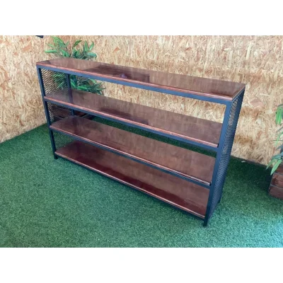 ชั้นวางของ 4 ชั้น พื้นไม้ เฟอร์นิเจอร์ โครงเหล็กกันสนิม