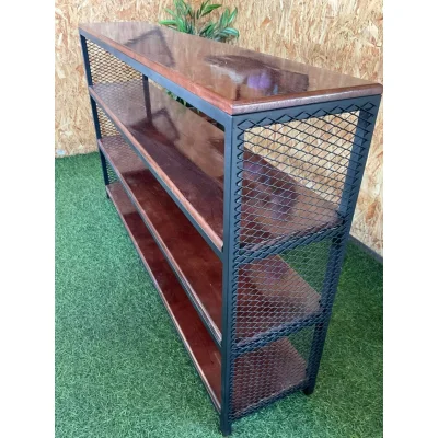 ชั้นวางของ 4 ชั้น พื้นไม้ เฟอร์นิเจอร์ โครงเหล็กกันสนิม