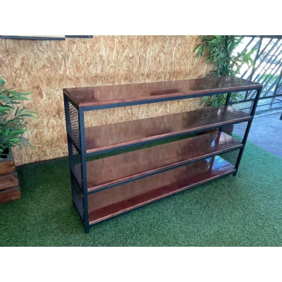 ชั้นวางของ 4 ชั้น พื้นไม้ เฟอร์นิเจอร์ โครงเหล็กกันสนิม