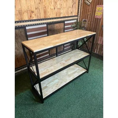 ชั้นวางของ 3 ชั้น  พื้นไม้  เฟอร์นิเจอร์ โครงเหล็กกันสนิม