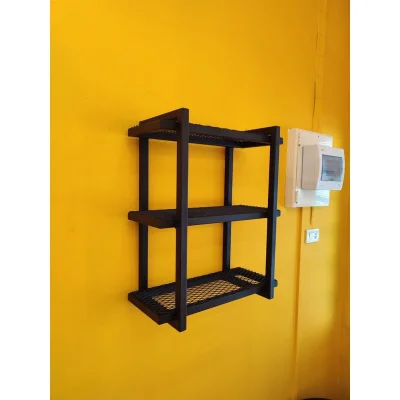 ชั้นติดผนัง3ชั้นตกแต่งตะแกรงและไม้ ชั้นติดผนัง3ชั้นตกแต่งตะแกรงและไม้