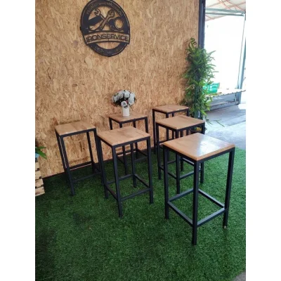 เก้าอี้หัวโล้น  คุณภาพดีทำจากเหล็กกันสนิมท็อปไม้แท้ เก้าอี้หัวโล้น  คุณภาพดีทำจากเหล็กกันสนิมท็อปไม้แท้