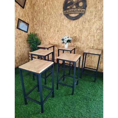 เก้าอี้หัวโล้น  คุณภาพดีทำจากเหล็กกันสนิมท็อปไม้แท้ เก้าอี้หัวโล้น  คุณภาพดีทำจากเหล็กกันสนิมท็อปไม้แท้