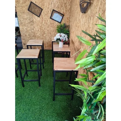 เก้าอี้หัวโล้น  คุณภาพดีทำจากเหล็กกันสนิมท็อปไม้แท้ เก้าอี้หัวโล้น  คุณภาพดีทำจากเหล็กกันสนิมท็อปไม้แท้