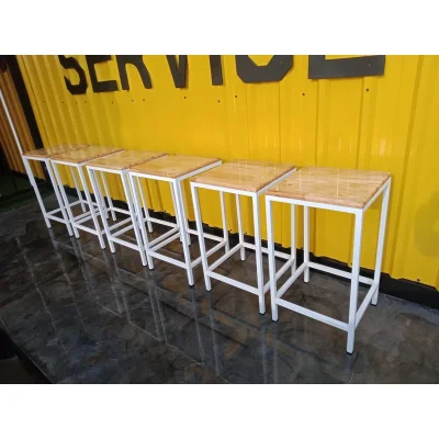 เก้าอี้หัวโล้น  คุณภาพดีทำจากเหล็กกันสนิมท็อปไม้แท้ เก้าอี้หัวโล้น  คุณภาพดีทำจากเหล็กกันสนิมท็อปไม้แท้