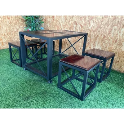 ชุดโต๊ะประหยัดพื้นที่ พร้อมเก้าอี้4ตัว ชุดโต๊ะประหยัดพื้นที่ พร้อมเก้าอี้4ตัว