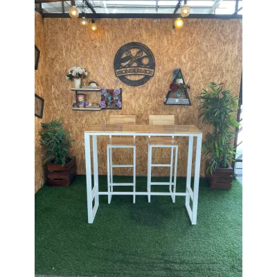 ชุดโต๊ะบาร์ โต๊ะ 1 เก้าอี้ 2 ท็อปด้วยไม้ ชุดโต๊ะบาร์ โต๊ะ 1 เก้าอี้ 2 ท็อปด้วยไม้