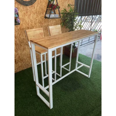 ชุดโต๊ะบาร์ โต๊ะ 1 เก้าอี้ 2 ท็อปด้วยไม้ ชุดโต๊ะบาร์ โต๊ะ 1 เก้าอี้ 2 ท็อปด้วยไม้