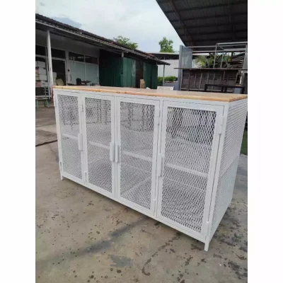 ชั้นวางของ 4 บานพับ ท็อปไม้ โครงเหล็กใช้เป็นเหล็กกันสนิม