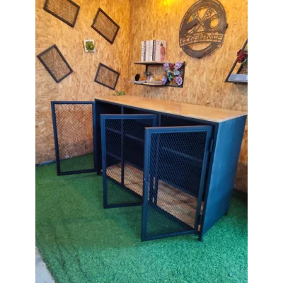 ตู้เก็บของ 4 ชั้น มีบานพับเปิด-ปิด 3 บาน ท็อปไม้