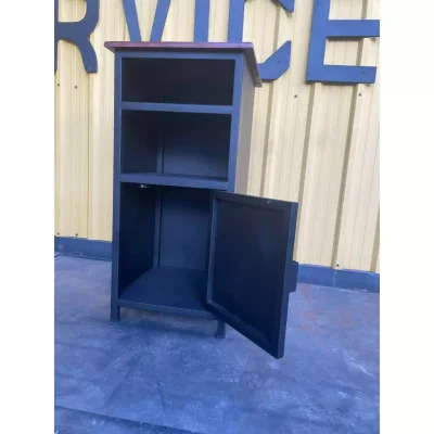 ชั้นวาง 4 ชั้นมีบานพับ โครงเหล็กใช้เป็นเหล็กกันสนิม ชั้นวาง 4 ชั้นมีบานพับ โครงเหล็กใช้เป็นเหล็กกันสนิม