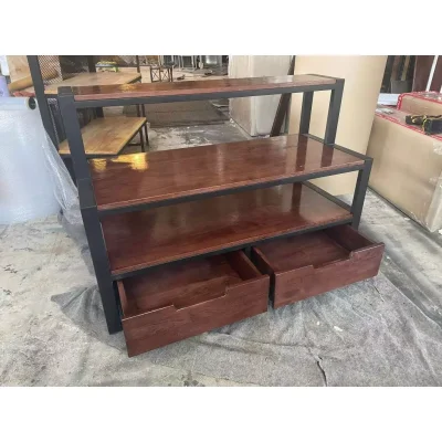 ชั้นวางของแบบลอย 3 ชั้น มีลิ้นชัก พื้นไม้