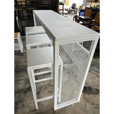 ชุดโต๊ะบาร์ขาตะแกรง โครงเหล็กใช้เป็นเหล็กกันสนิม ชุดโต๊ะบาร์ขาตะแกรง โครงเหล็กใช้เป็นเหล็กกันสนิม