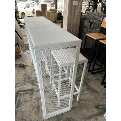 ชุดโต๊ะบาร์ขาตะแกรง โครงเหล็กใช้เป็นเหล็กกันสนิม ชุดโต๊ะบาร์ขาตะแกรง โครงเหล็กใช้เป็นเหล็กกันสนิม