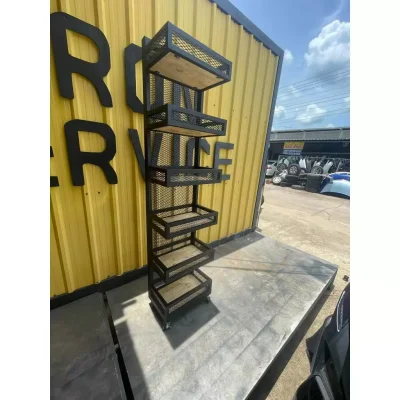 ชั้นวางของแบบลอย 6 ชั้น มีลิ้นชัก พื้นไม้