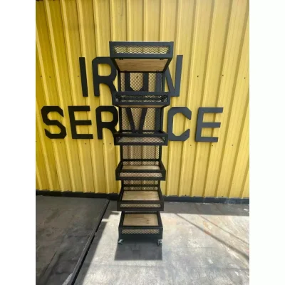 ชั้นวางของแบบลอย 6 ชั้น มีลิ้นชัก พื้นไม้