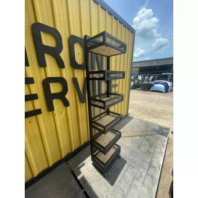 ชั้นวางของแบบลอย 6 ชั้น มีลิ้นชัก พื้นไม้