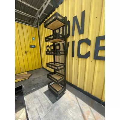 ชั้นวางของแบบลอย 6 ชั้น มีลิ้นชัก พื้นไม้