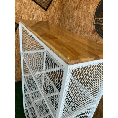 ชั้นวางของ 5 ชั้น ท็อปไม้ พื้นตะแกรงเหล็ก