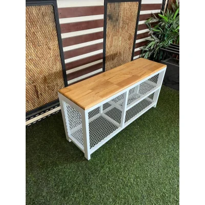 ชั้นวางรองเท้า 3 ชั้นตะแกรง ท็อปไม้ ชั้นวางรองเท้า 3 ชั้นตะแกรง ท็อปไม้