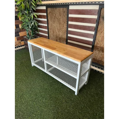 ชั้นวางรองเท้า 3 ชั้นตะแกรง ท็อปไม้ ชั้นวางรองเท้า 3 ชั้นตะแกรง ท็อปไม้