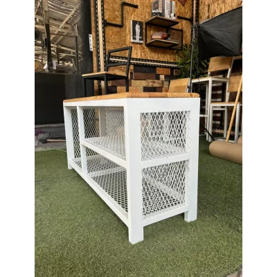 ชั้นวางรองเท้า 3 ชั้นตะแกรง ท็อปไม้ ชั้นวางรองเท้า 3 ชั้นตะแกรง ท็อปไม้