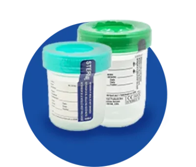 Specimen Container 90 ml , 120 ml Teal lid Sterile