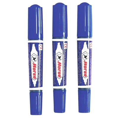 HORSE ปากกามาร์คเกอร์ รุ่น 2 หัว สีน้ำเงิน (แพ็ค 3)