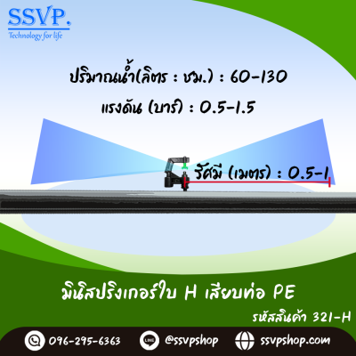 มินิสปริงเกอร์ใบ H เสียบท่อ PE รุ่นหัวปะทะ น้ำไกล 2 แฉก รหัสสินค้า 321-H บรรจุ 10 ตัว