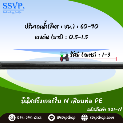 มินิสปริงเกอร์ใบ NUNI เสียบท่อ PE รุ่นน้ำละเอียด รหัสสินค้า 321-N บรรจุ 10 ตัว