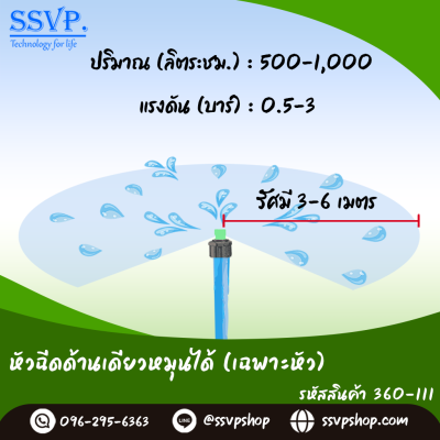 หัวฉีดสเปรย์ด้านเดียวหมุนได้ เกลียวใน ขนาด 1/2" รหัสสินค้า 360-111 บรรจุ 10 ตัว