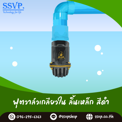 ฟุตวาล์วลิ้นเหล็กเกลียวใน ขนาด 3 นิ้ว สีดำ 6 หู (+1)