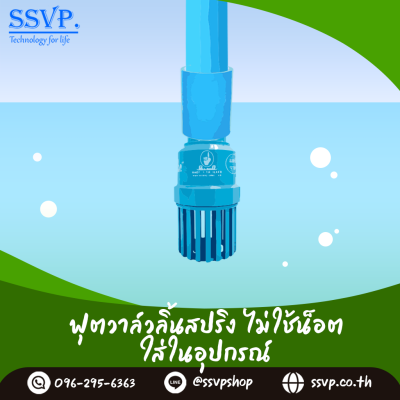 ฟุตวาล์วสวมทับท่อขนาด 2 นิ้ว สวมในอุปกรณ์ขนาด 2-1/2 นิ้ว ลิ้นสปริง ไม่ใช้น็อต
