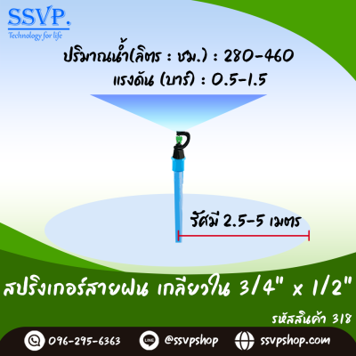 สปริงเกลอร์สายฝน เกลียวในขนาด 3/4 x 1/2 นิ้ว แพ็ก 10 ชิ้น