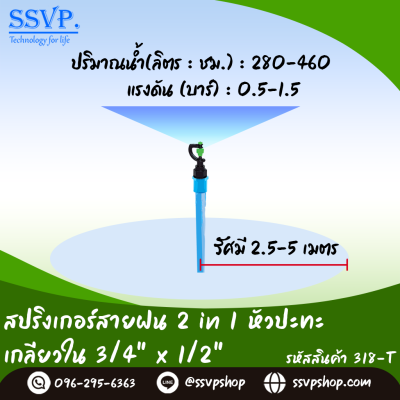 สปริงเกลอร์สายฝน (2in1) เกลียวในขนาด 3/4 x 1/2 นิ้ว (แพ็ก 5 ชิ้น)