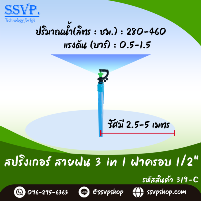 สปริงเกลอร์สายฝน (3in1) ฝาครอบ PVC ขนาด 1/2 นิ้ว (แพ็ก 5 ชิ้น)