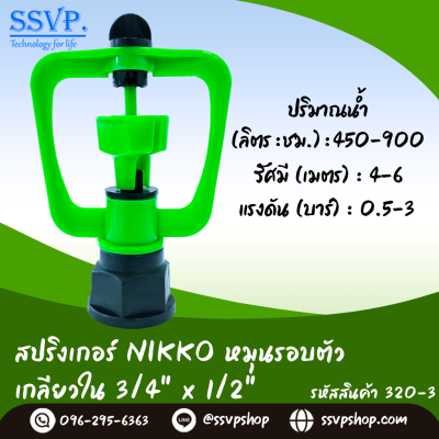 สปริงเกอร์ใบ NIKKO โครงหมุนรอบตัว ฝาครอบเกลียวใน 3/4 x 1/2 นิ้ว แพ็ค 5 ตัว
