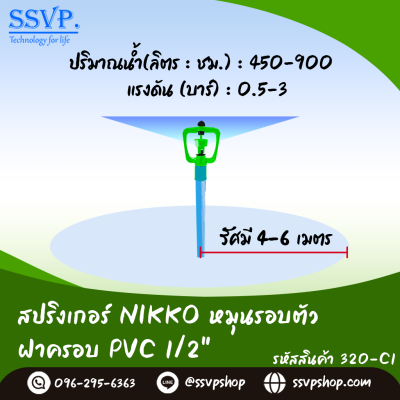 สปริงเกอร์ใบ NIKKO โครงหมุนรอบตัว ฝาครอบ PVC 1/2 นิ้ว แพ็ค 5 ตัว