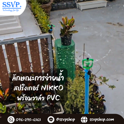สปริงเกอร์ใบ NIKKO โครงหมุนรอบตัว พร้อมวาล์ว PVC 1/2 นิ้ว แพ็ค 5 ตัว