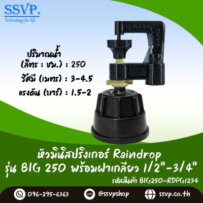 มินิสปริงเกอร์ RainDrop รุ่น BIG พร้อมฝาครอบเกลียวในขนาด 3/4"  บรรจุ 10 ตัว มินิสปริงเกอร์ RainDrop รุ่น BIG พร้อมฝาครอบเกลียวในขนาด 3/4"  บรรจุ 10 ตัว