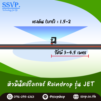 มินิสปริงเกอร์ RainDrop รุ่น BIG พร้อมข้อต่อเสียบท่อ PE แพ็ค 10 ตัว