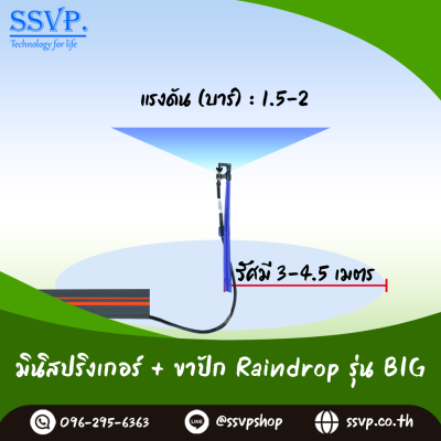 มินิสปริงเกอร์ RainDrop รุ่น BIG + ขาปัก บรรจุ 10 ตัว